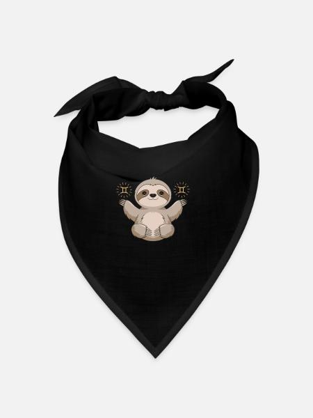 Gemini Faultier mit Sternzeichen-Magie - Bandana Dreieckstuch - Schwarz