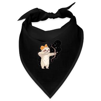 Schütze Sternzeichen Faultier mit Bogen und Pfeil - Bandana Dreieckstuch - Schwarz - Vorne