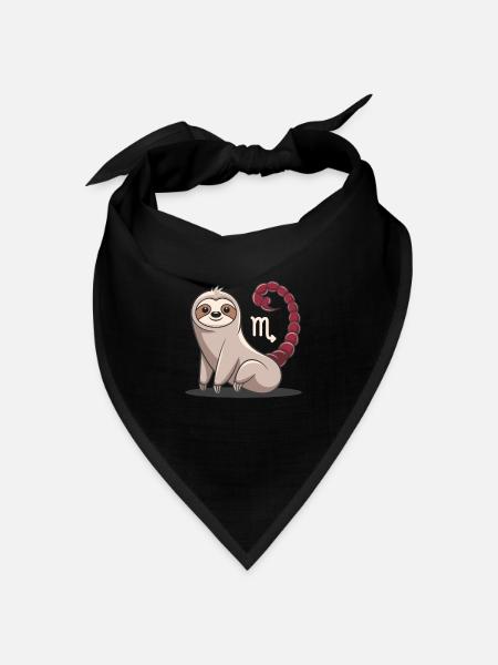 Skorpion Sternzeichen Faultier Illustration Mit - Bandana Dreieckstuch - Schwarz