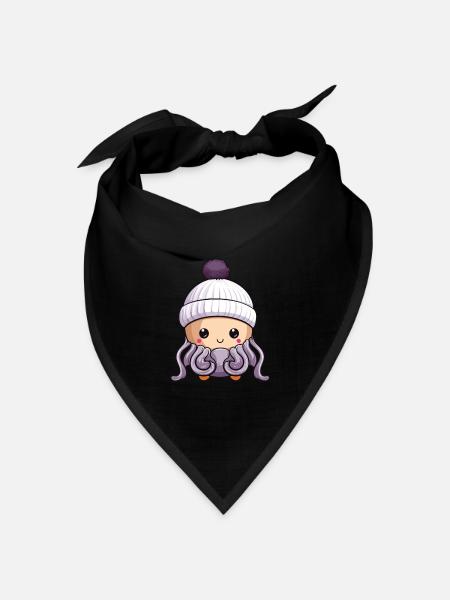 Oktopus Winter Tier Baby Comic - Bandana Dreieckstuch - Schwarz