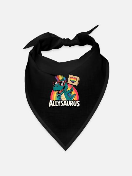 Allysaurus Cute Dinosaur T-Rex LGBTQ Pride Month - Bandana Dreieckstuch - Schwarz