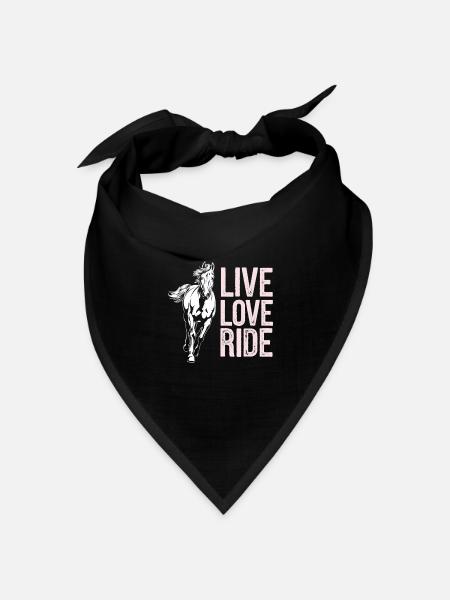 Live Love Ride Pferdemotiv Reiter - Bandana Dreieckstuch - Schwarz