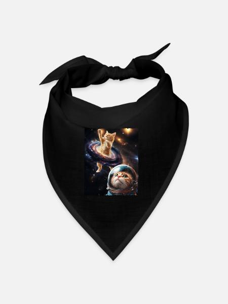 Cute Cat Meme Outerspace Galaxy Space Astrology - Bandana Dreieckstuch - Schwarz