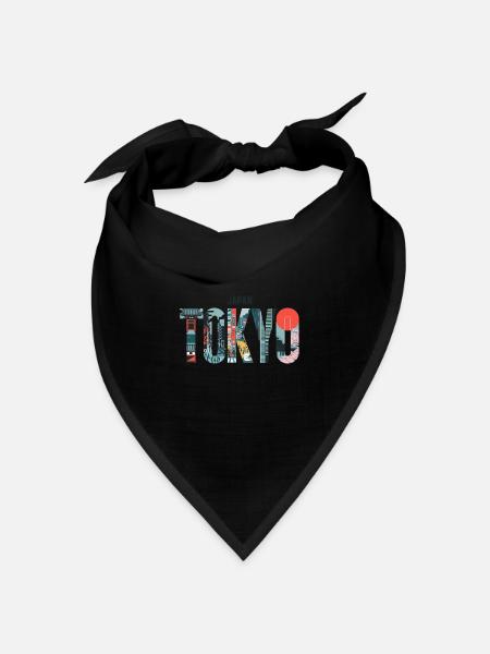 Japan Tokyo Stadtlandschaft Reiseabenteuer - Bandana Dreieckstuch - Schwarz