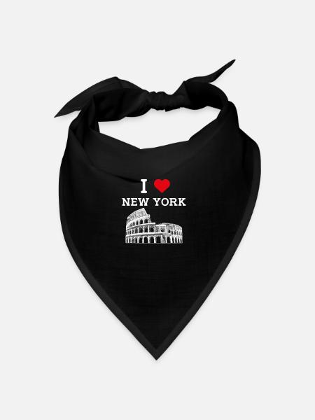 New York Liebhaber USA Herz Flagge Kolosseum Amerika - Bandana Dreieckstuch - Schwarz