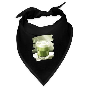 Matcha Latte Liebhaber Grüntee - Bandana Dreieckstuch - Schwarz - Vorne