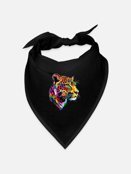 Leopard Panther Raubkatze Katze Panter Leoparden - Bandana Dreieckstuch - Schwarz
