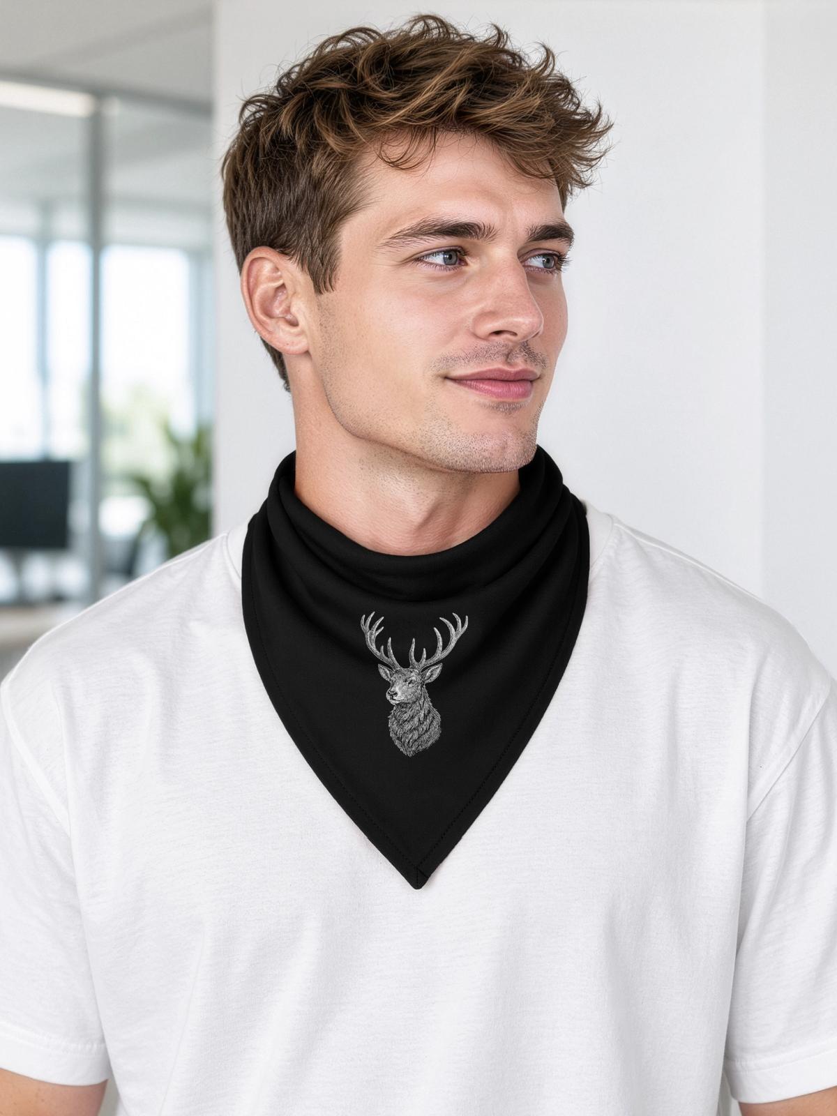 Hirsch - Bandana Dreieckstuch - Schwarz - Vorne