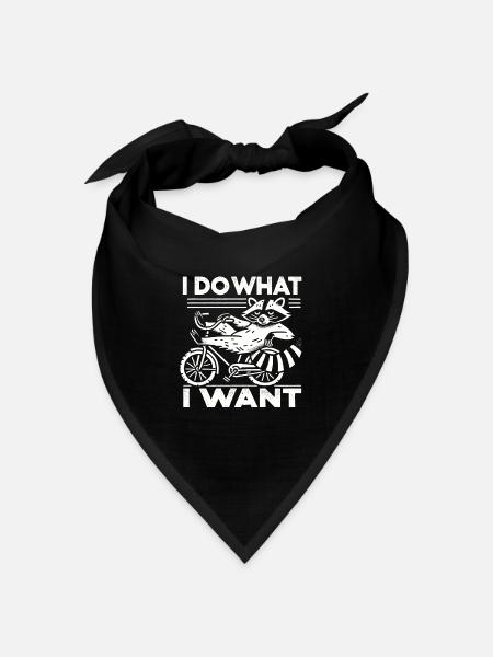 Fahrrad Waschbär Design mit frechem Spruch - Bandana Dreieckstuch - Schwarz