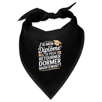 Ich habe mein Diplom, ich kann wieder einschlafen, Humor - Bandana Dreieckstuch - Schwarz - Vorne