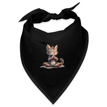 Meditierende Katze Zen Entspannung Yoga - Bandana Dreieckstuch - Schwarz - Vorne