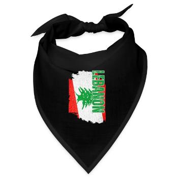 Vertikale Libanon-Flagge, Ich liebe den Libanon - Bandana Dreieckstuch - Schwarz - Vorne