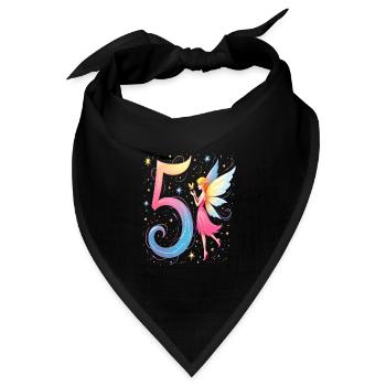 Süße Fee 5. Geburtstag für Mädchen - Bandana Dreieckstuch - Schwarz - Vorne