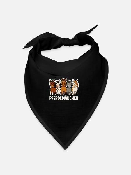 Pferdemädchen – Süßes Pony Design - Bandana Dreieckstuch - Schwarz