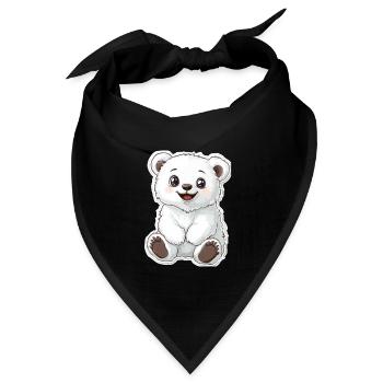 Polarbär Illustration – Arktisches Tiermotiv - Bandana Dreieckstuch - Schwarz - Vorne