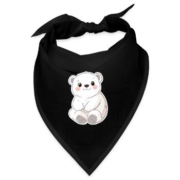 Polarbär Illustration – Arktisches Tiermotiv - Bandana Dreieckstuch - Schwarz - Vorne