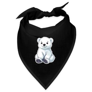 Polarbär Illustration – Arktisches Tiermotiv - Bandana Dreieckstuch - Schwarz - Vorne