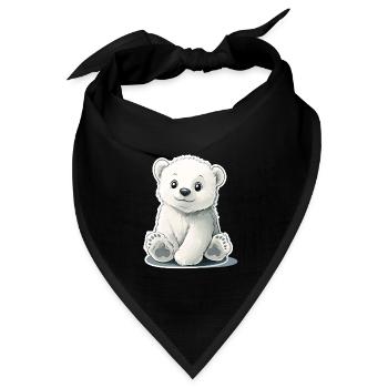 Polarbär Illustration – Arktisches Tiermotiv - Bandana Dreieckstuch - Schwarz - Vorne