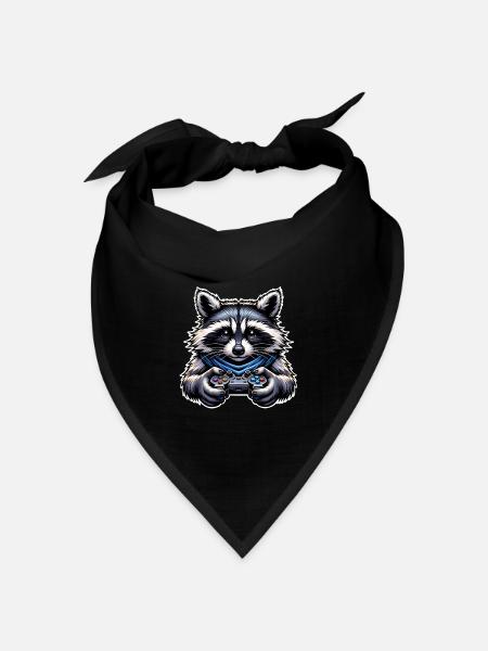 Waschbär Gamer Gaming Nerd - Bandana Dreieckstuch - Schwarz
