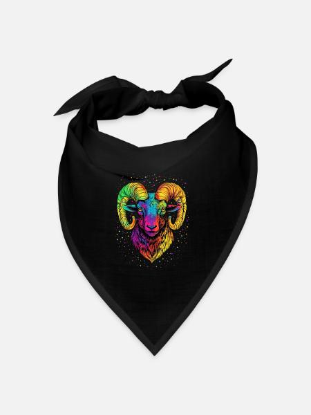 Widder Mufflon Aries Wilde Schafe Männliches Schaf - Bandana Dreieckstuch - Schwarz