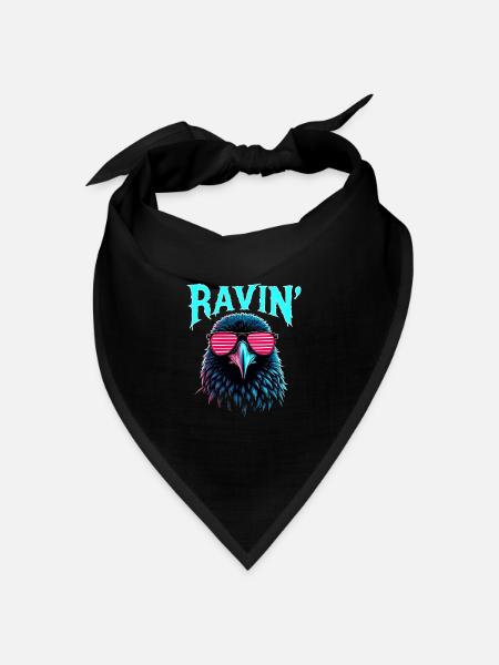 Ravin' Rabe Für Techno Festivals - Bandana Dreieckstuch - Schwarz
