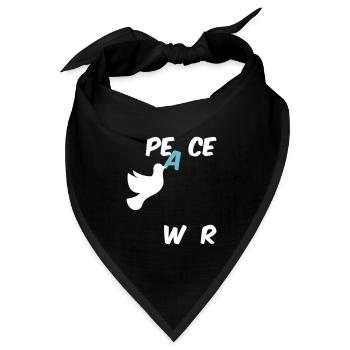 Stop War Peace Statement mit Friedenstaube - Bandana Dreieckstuch - Schwarz - Vorne