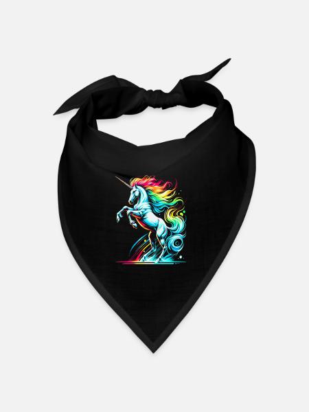 Lebendige Neon-Einhorn-Toleranz-Illustration - Bandana Dreieckstuch - Schwarz