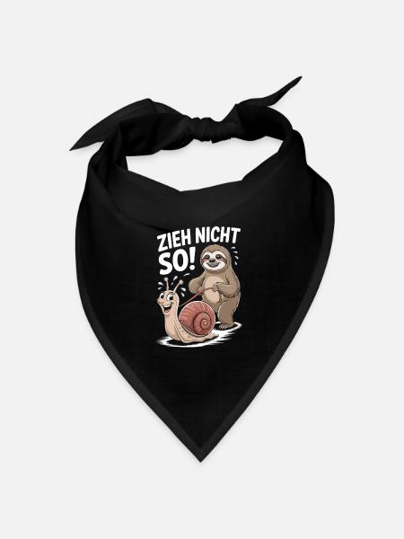 Faultier zieht lustige Schnecke Cartoon - Bandana Dreieckstuch - Schwarz