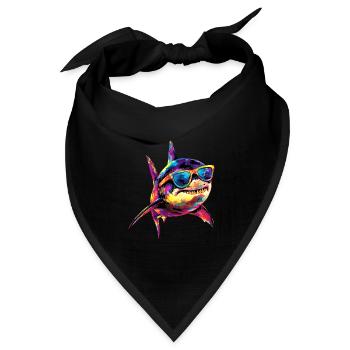 Hai Haifisch Tigerhai Taucher Süße Haie Weißer Hai - Bandana Dreieckstuch - Schwarz - Vorne