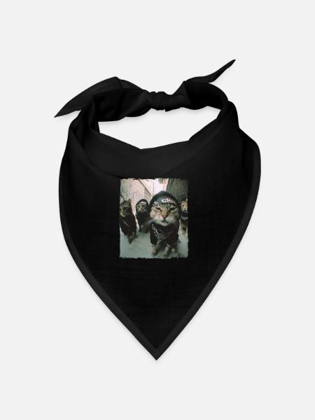 Gangster Katzen Streetwear Cooles Katzenmotiv - Bandana Dreieckstuch - Schwarz