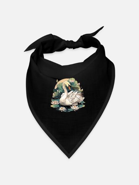 Schwäne Schwan - Bandana Dreieckstuch - Schwarz