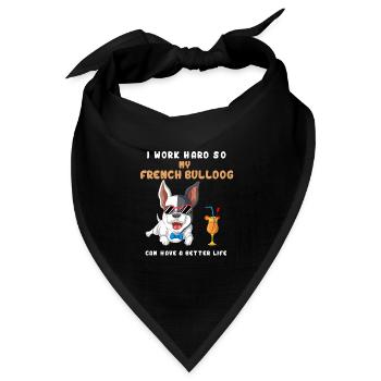 Lustige Französische Bulldogge Arbeit Motivierendes Design - Bandana Dreieckstuch - Schwarz - Vorne