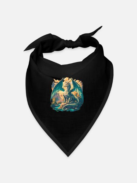 Drachen Drache - Bandana Dreieckstuch - Schwarz