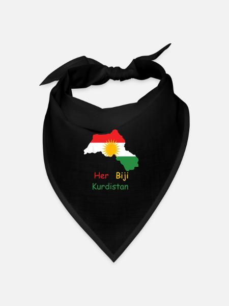 Kurdistan Flagge mit Kurdischer Sonne - Bandana Dreieckstuch - Schwarz