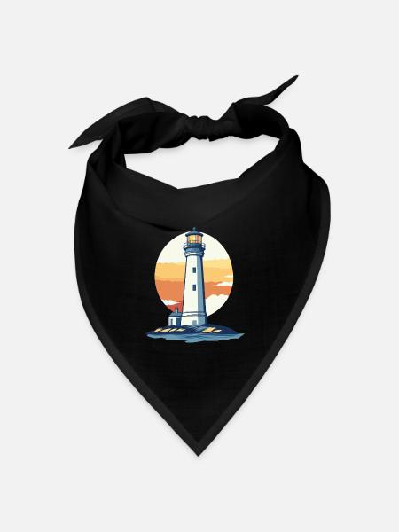 Leuchtturm im Sonnenuntergang - Bandana Dreieckstuch - Schwarz