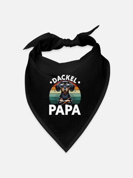 Dackel Papa Hund Motiv Lustig Vatertag Teckel - Bandana Dreieckstuch - Schwarz