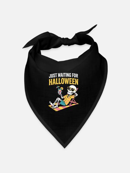 Sommer-Halloween Warten Auf Halloween Skelett - Bandana Dreieckstuch - Schwarz