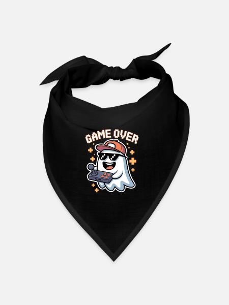 Retro Gamer Halloween Geist - Bandana Dreieckstuch - Schwarz