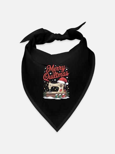 Fröhliche Quiltmas Festliche Nähen Santa Weihnachtszeit - Bandana Dreieckstuch - Schwarz