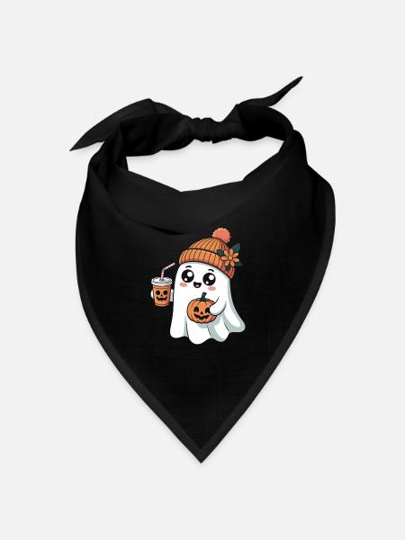 Niedliches Geist Mit Pumpkin Spice Latte Und - Bandana Dreieckstuch - Schwarz