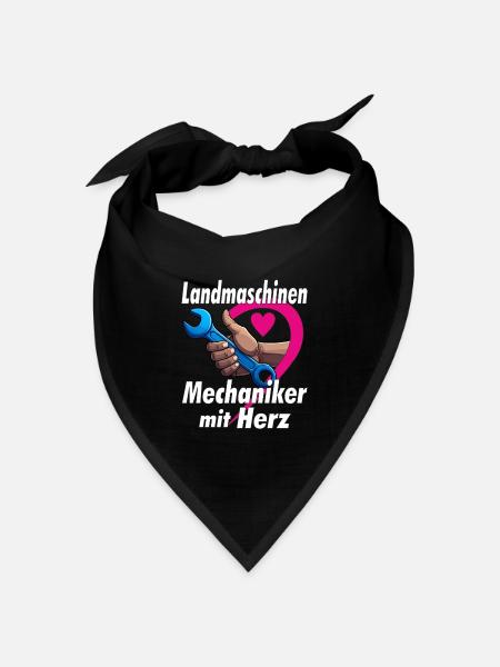 Landmaschinen Mechaniker mit HERZ - Bandana Dreieckstuch - Schwarz