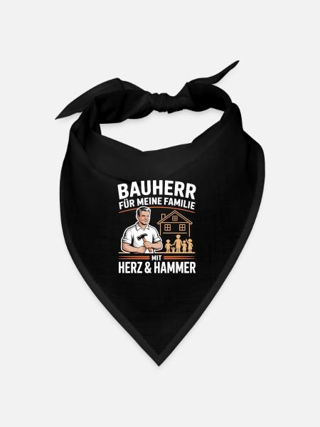 Bauherr für meine Familie – Herz & Hammer - Bandana Dreieckstuch - Schwarz
