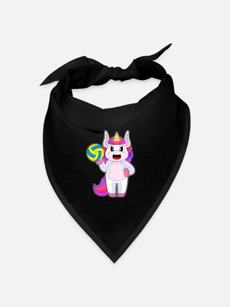 Einhorn Volleyballspieler Volleyball Sport - Bandana Dreieckstuch - Schwarz