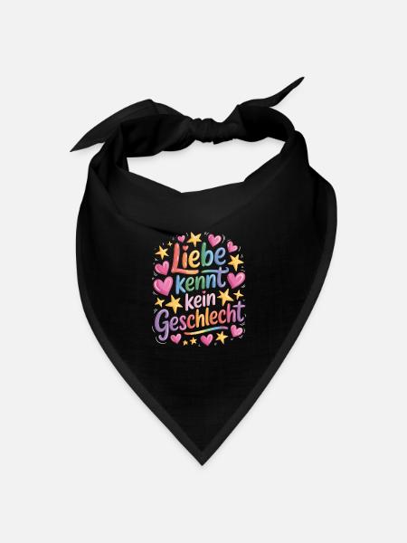 Liebe kennt kein Geschlecht Regenbogen LGBTQ Pride - Bandana Dreieckstuch - Schwarz