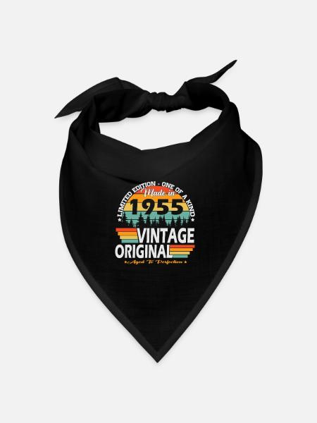 Vintage_1955_Jahrgang_geboren_Retro_Geburtstag_ - Bandana Dreieckstuch - Schwarz