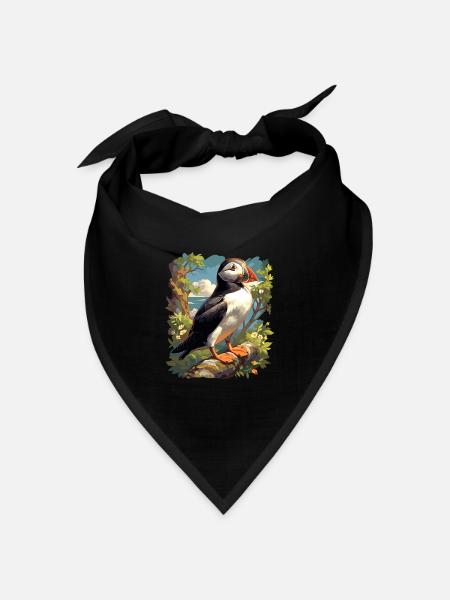 Puffin Papageientaucher - Bandana Dreieckstuch - Schwarz