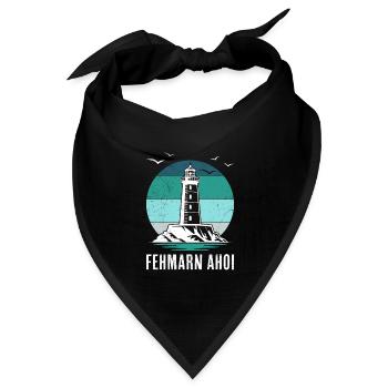 Ostsee FEHMARN AHOI Leuchtturm Retro Lustig - Bandana Dreieckstuch - Schwarz - Vorne
