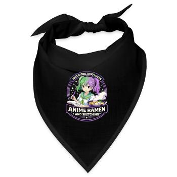 Just a Girl: Anime Ramen Sketching - Bandana Dreieckstuch - Schwarz - Vorne