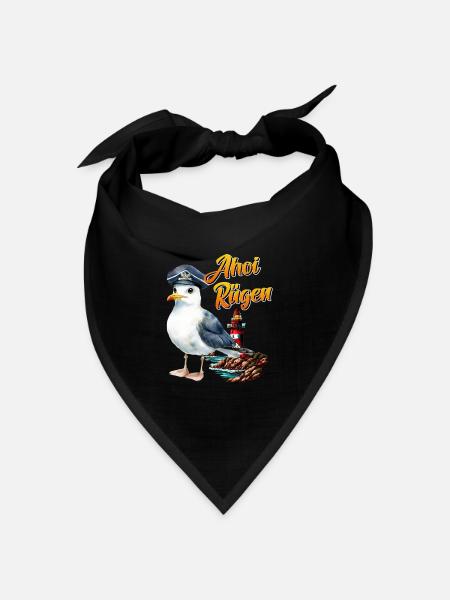 Ostsee Urlaub AHOI RÜGEN Lustiges - Bandana Dreieckstuch - Schwarz