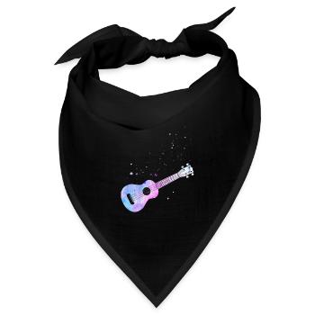 Hawaiian Ukulele Uke Watercolor - Bandana Dreieckstuch - Schwarz - Vorne